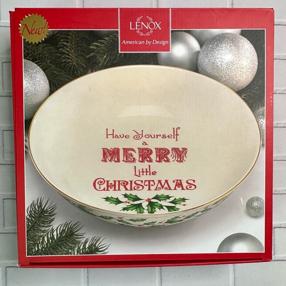 Lenox Winter Greetings Have Yourself A Merry Little Christmas Bowl Ivory 11.1” - Picture 2 of 13